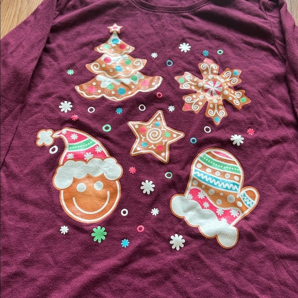 The Children's Place Girls Maroon Christmas Graphic Tee Size XXL 16‎ - Picture 2 of 5